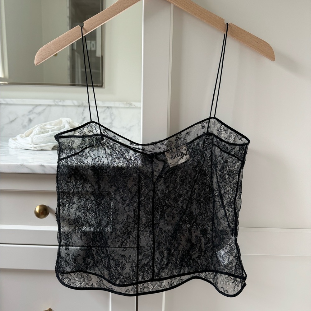 KHAITE Sheer Black Lace tank - Picture 2 of 4